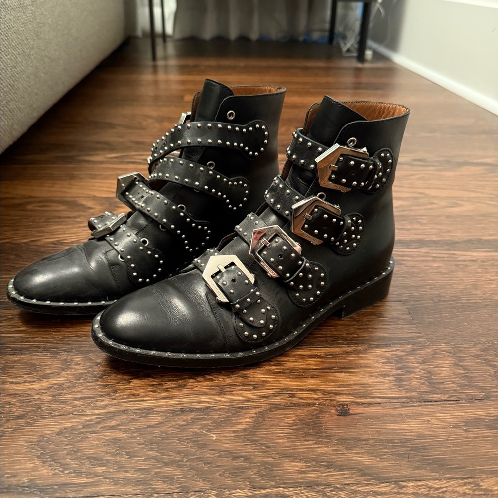 Givenchy Black Studded Leather Moto Boots